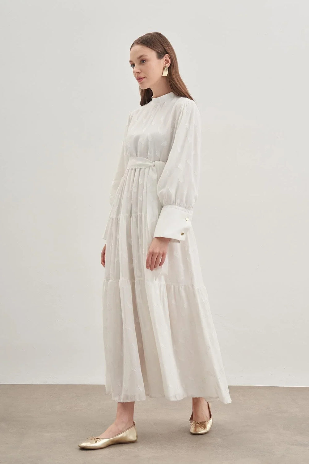 Jacquard Dress Ecru