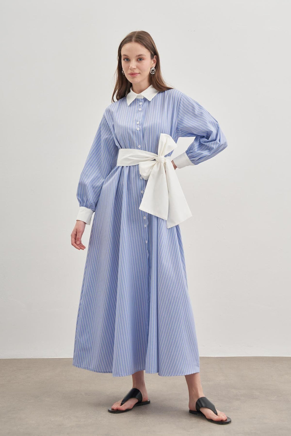 Women's Shirt Dress Striped Light Blue
