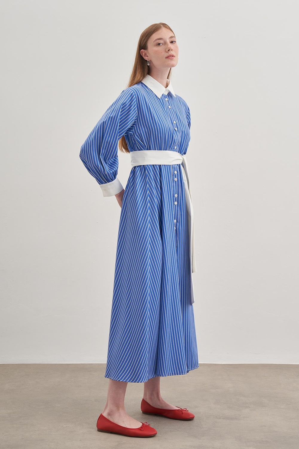 Women's Shirt Dress Striped Dark Blue