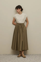 Kalın Katlamalı Geniş Etek Vizon