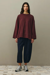 Kalın Katlamalı Sweatshirt Bordo