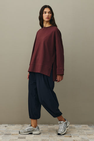 Kalın Katlamalı Sweatshirt Bordo