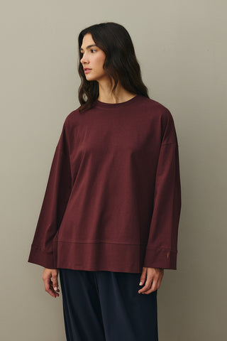 Kalın Katlamalı Sweatshirt Bordo