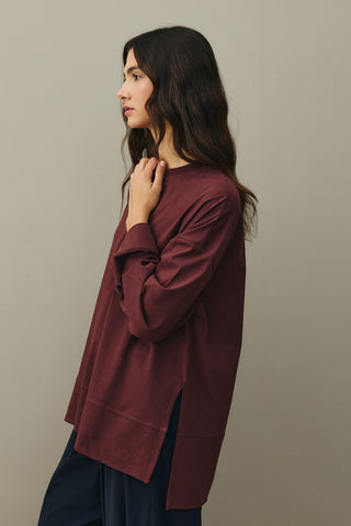 Kalın Katlamalı Sweatshirt Bordo