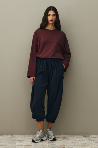 Kalın Katlamalı Sweatshirt Bordo