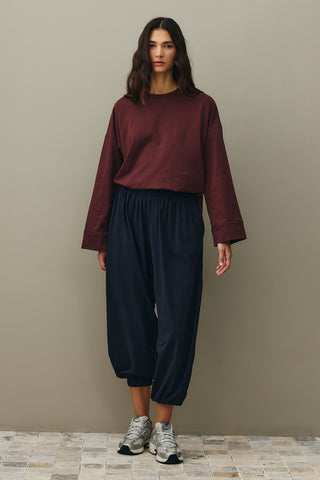 Kalın Katlamalı Sweatshirt Bordo
