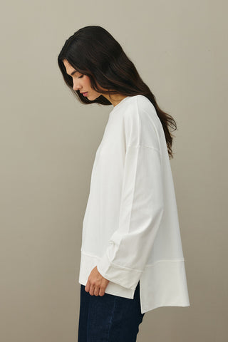 Kalın Katlamalı Sweatshirt Ekru
