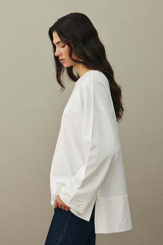 Kalın Katlamalı Sweatshirt Ekru