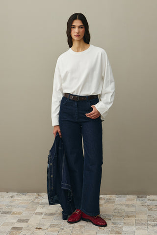 Kalın Katlamalı Sweatshirt Ekru