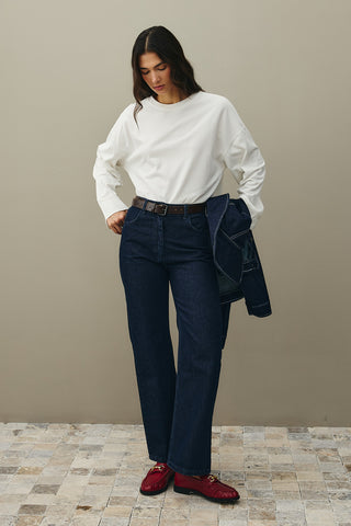 Kalın Katlamalı Sweatshirt Ekru