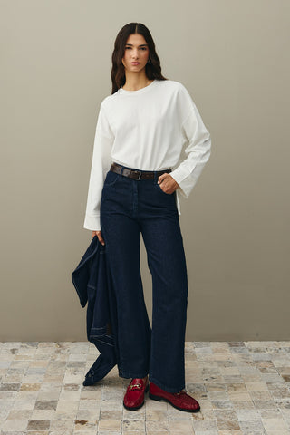 Kalın Katlamalı Sweatshirt Ekru