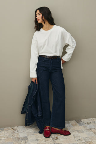 Kalın Katlamalı Sweatshirt Ekru