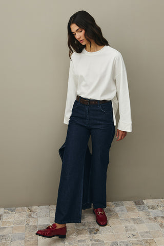Kalın Katlamalı Sweatshirt Ekru