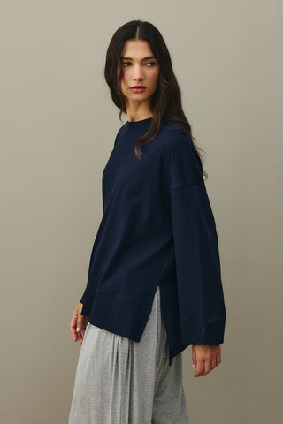 Kalın Katlamalı Sweatshirt Lacivert