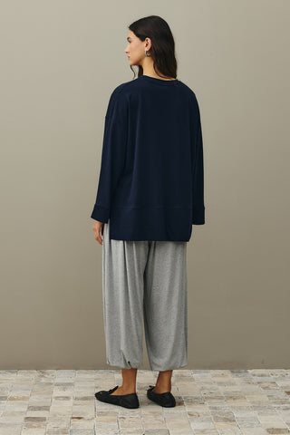 Kalın Katlamalı Sweatshirt Lacivert