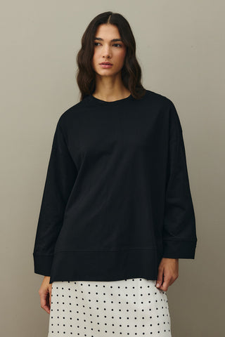 Kalın Katlamalı Sweatshirt Siyah