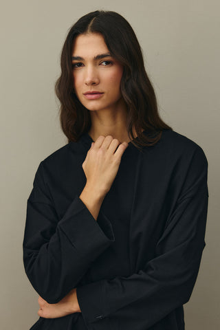 Kalın Katlamalı Sweatshirt Siyah