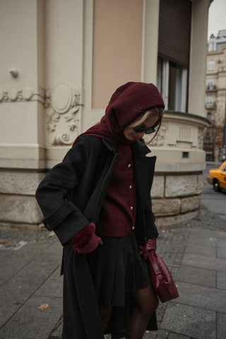 Kapüşonlu Atkı Bordo