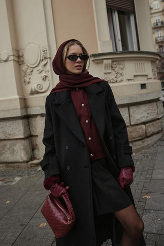 Kapüşonlu Atkı Bordo - Fahhar Design