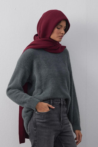 Kapüşonlu Atkı Bordo - Fahhar Design