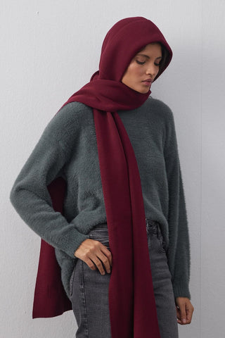 Kapüşonlu Atkı Bordo - Fahhar Design