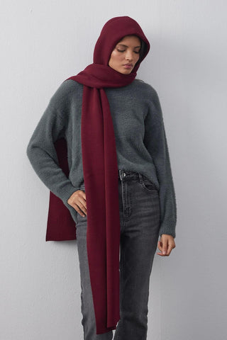 Kapüşonlu Atkı Bordo - Fahhar Design