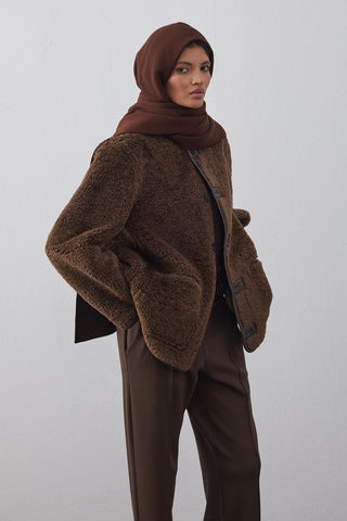 Kapüşonlu Atkı Kahverengi - Fahhar Design