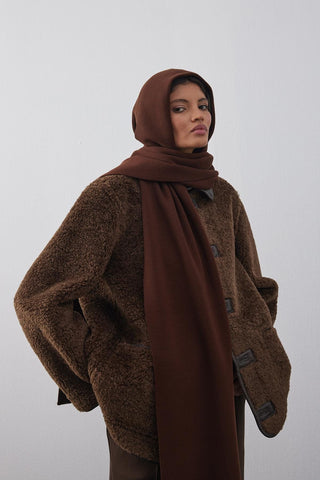 Kapüşonlu Atkı Kahverengi - Fahhar Design