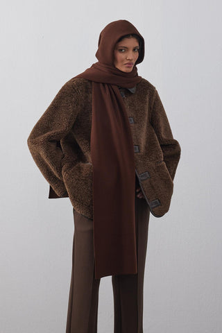 Kapüşonlu Atkı Kahverengi - Fahhar Design