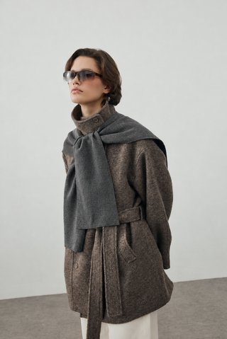 Square Piece Scarf Anthracite