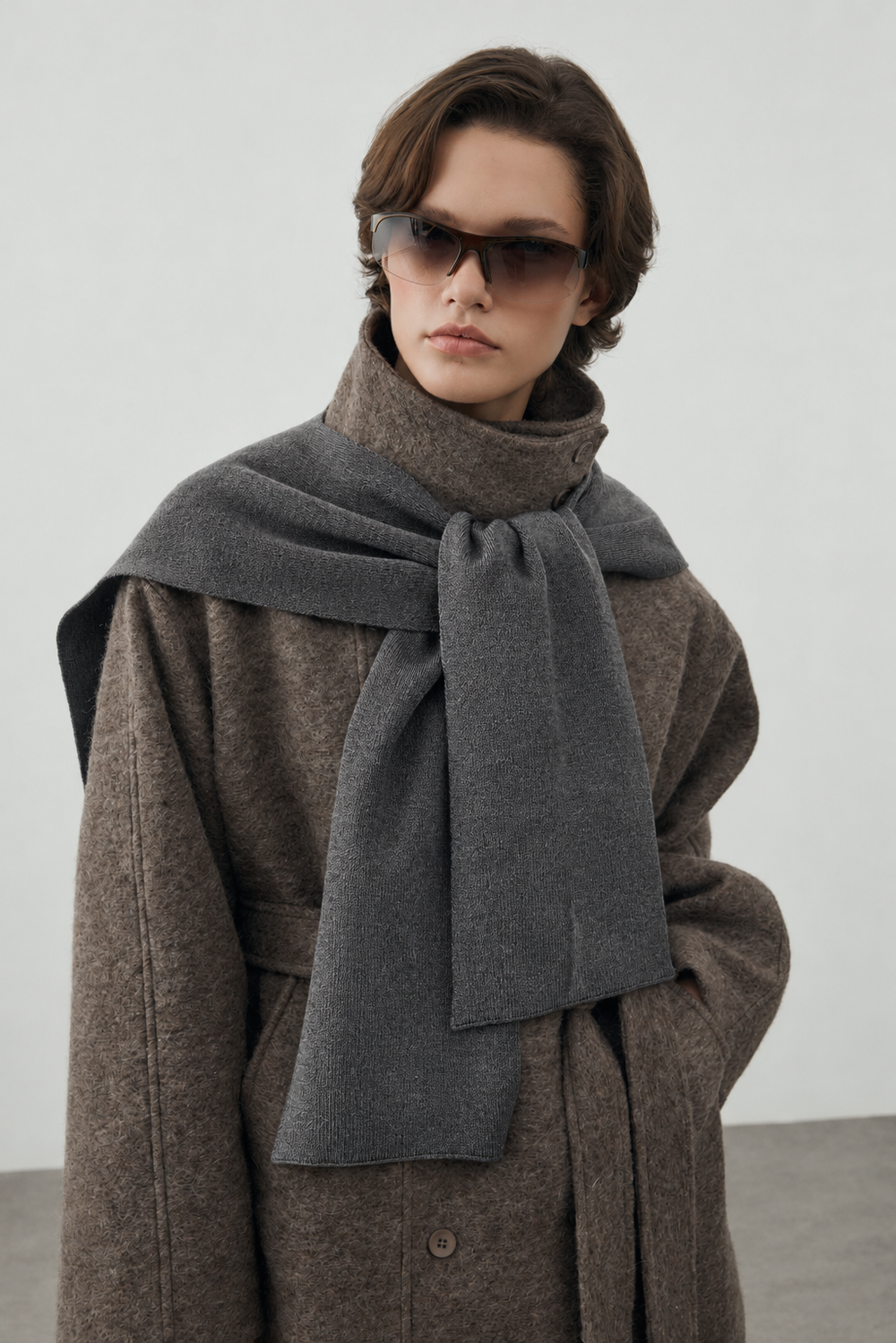 Square Piece Scarf Anthracite