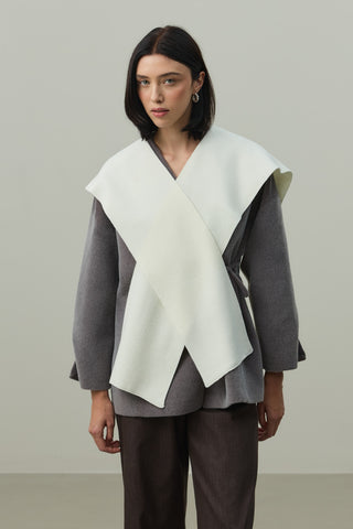 Kare Parçalı Atkı Ekru