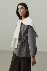 Kare Parçalı Atkı Ekru