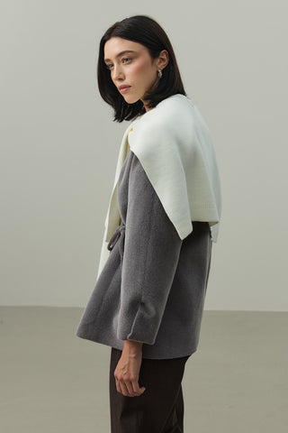 Kare Parçalı Atkı Ekru