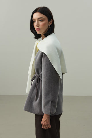 Kare Parçalı Atkı Ekru