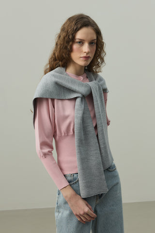 Kare Parçalı Atkı Gri Melange