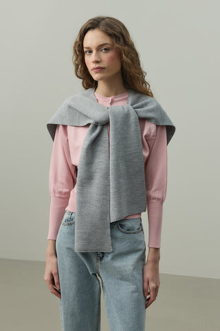 Kare Parçalı Atkı Gri Melange