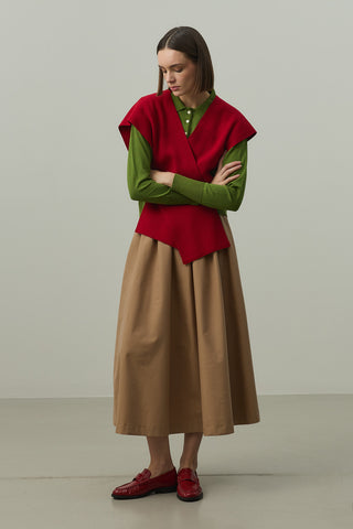 Kare Parçalı Atkı Kırmızı