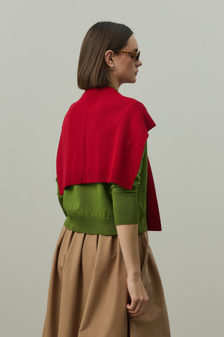 Kare Parçalı Atkı Kırmızı