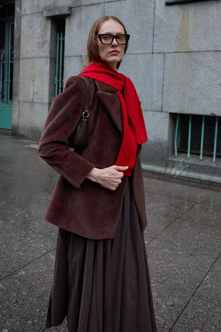 Kare Parçalı Atkı Kırmızı