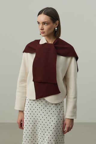 Kare Parçalı Atkı Koyu Bordo