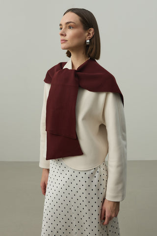 Kare Parçalı Atkı Koyu Bordo