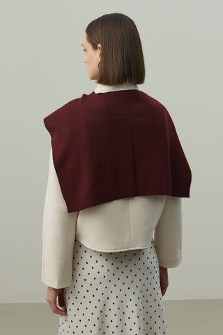 Kare Parçalı Atkı Koyu Bordo