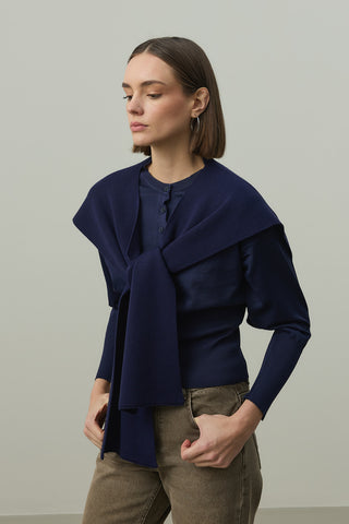 Kare Parçalı Atkı Lacivert