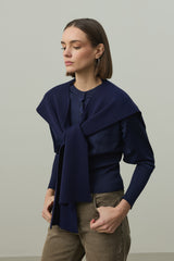 Kare Parçalı Atkı Lacivert