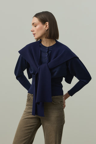 Kare Parçalı Atkı Lacivert