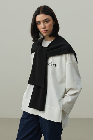 Kare Parçalı Atkı Siyah