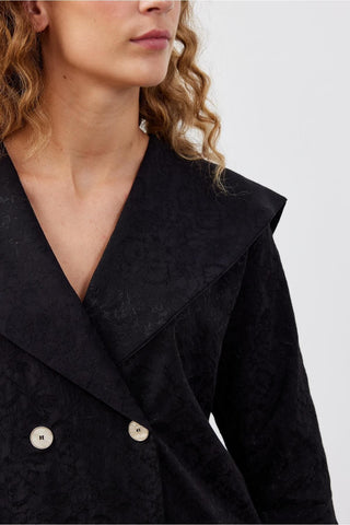 Kare Yaka Kadın Ceket Siyah Siyah