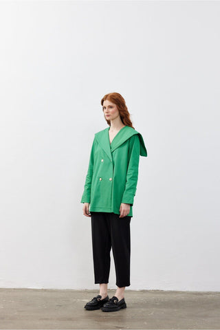 Kare Yaka Kadın Ceket Yeşil Yeşil