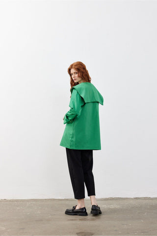 Kare Yaka Kadın Ceket Yeşil Yeşil